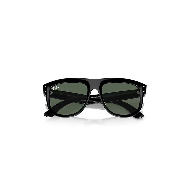 Boyfriend Reverse Sunglasses Black Frame Green Lenses by Ray-Ban