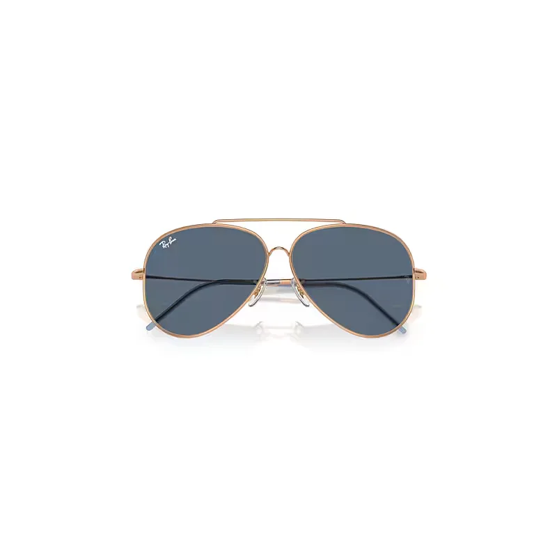 Aviator Reverse Sunglasses Rose Gold Frame Blue Lenses by Ray-Ban