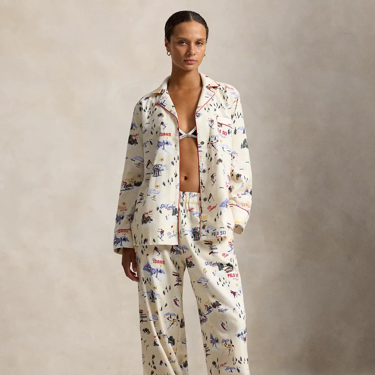 Ski-Motif Cotton Long-Sleeve Pyjama Set by Polo Ralph Lauren