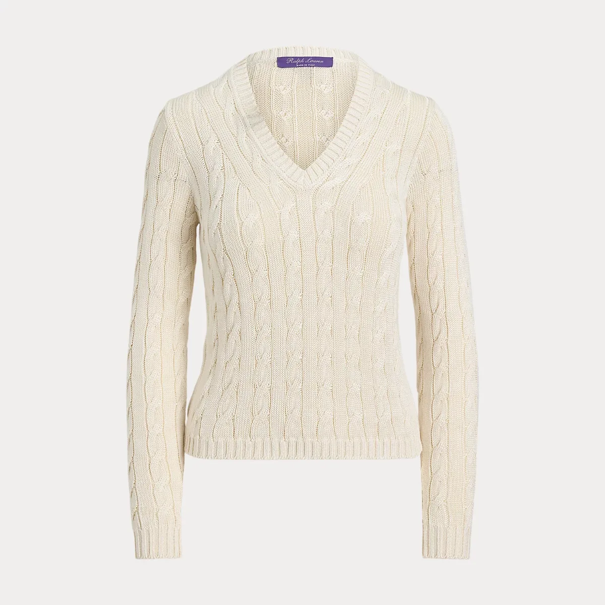 Cable-Knit Silk V-Neck Jumper