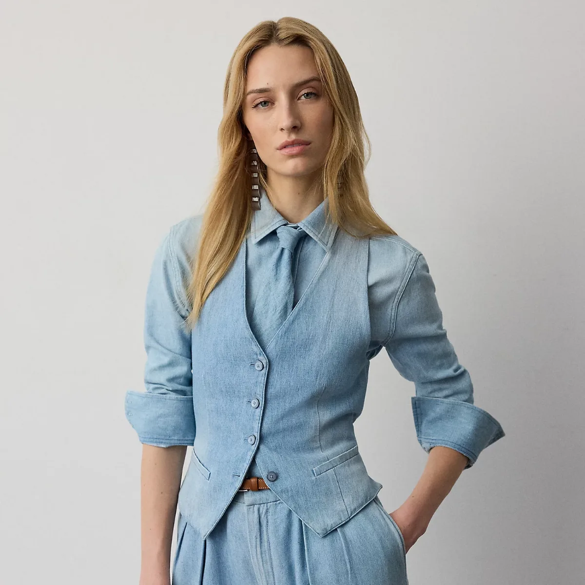 Clarissa Cotton Denim Waistcoat by Ralph Lauren Collection