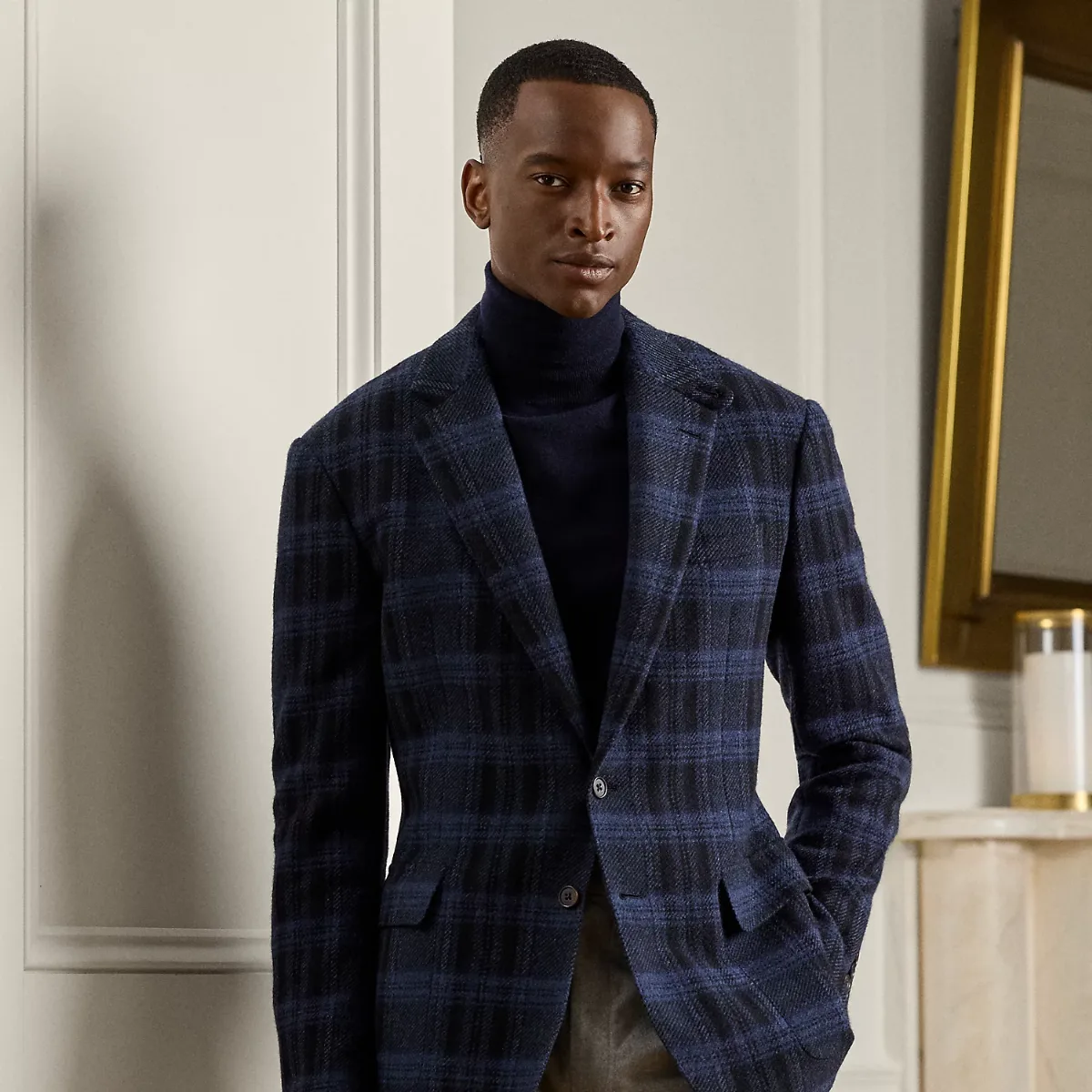 Kent Hand-Tailored Plaid Wool Sport Coat by Ralph Lauren Purple Label