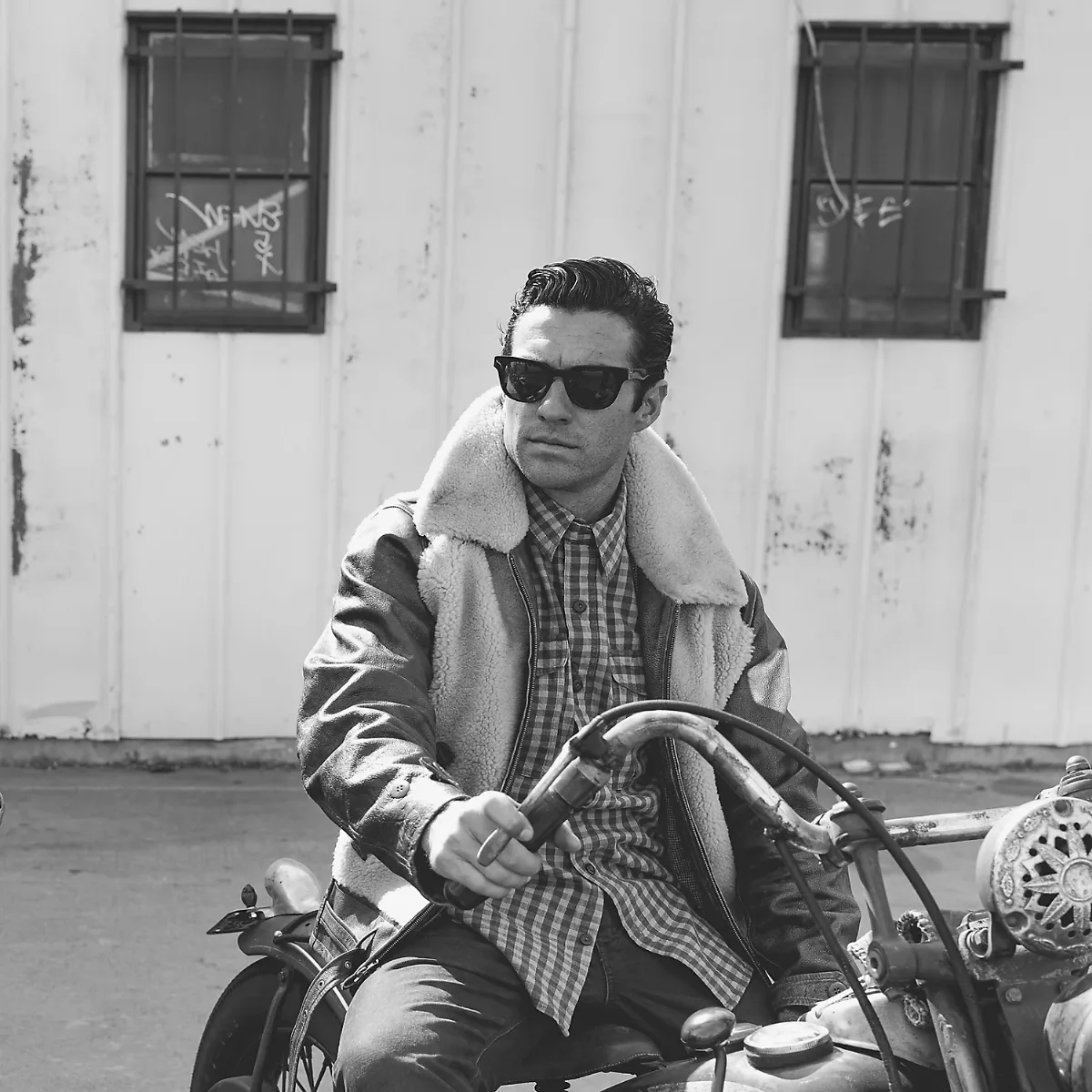 Shearling-Panel Leather Jacket by Ralph Lauren RRL