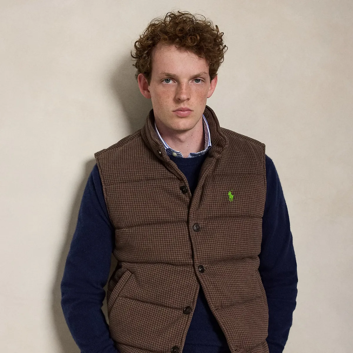 Houndstooth Estate-Rib Waistcoat by Polo Ralph Lauren