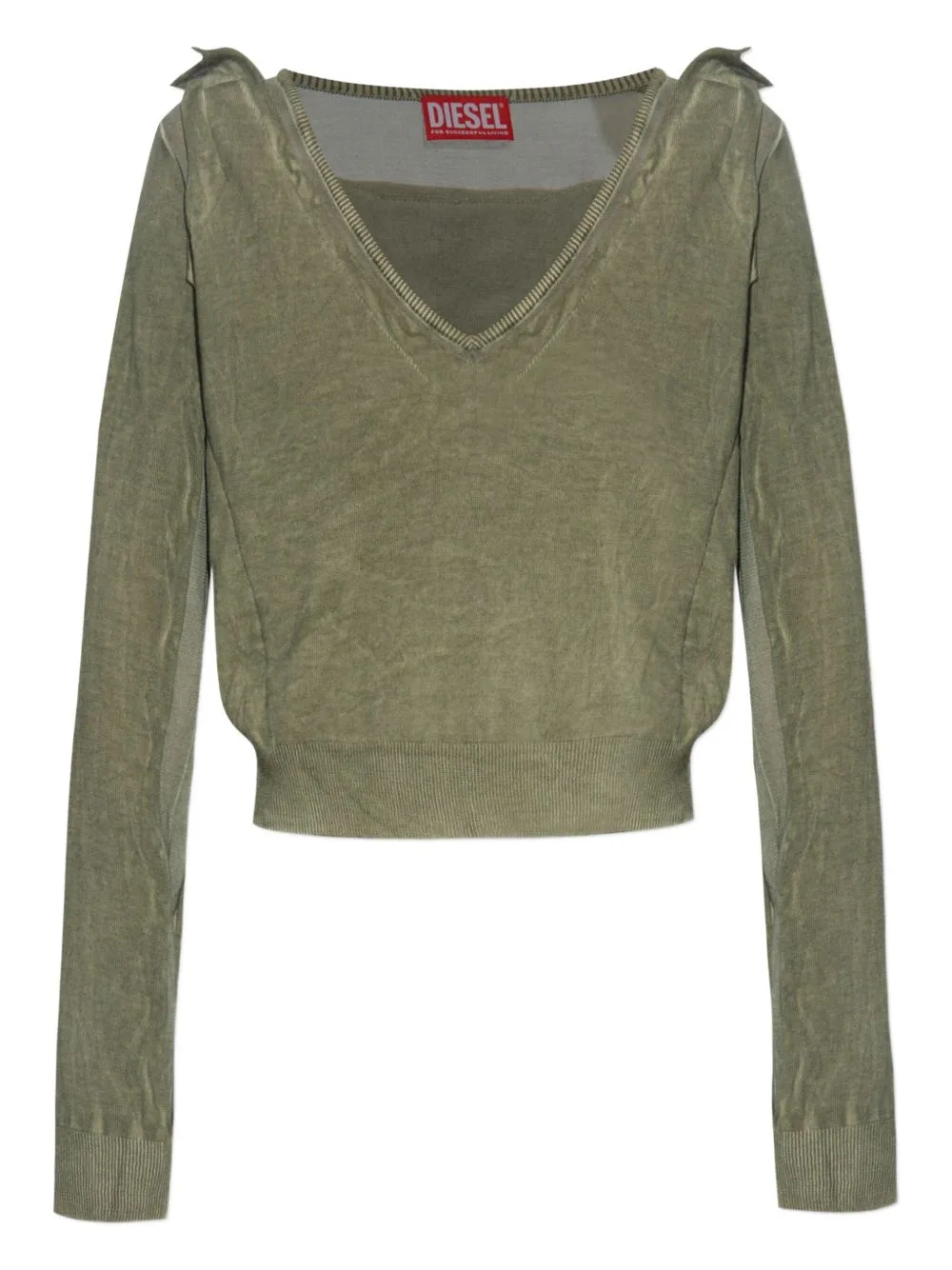 Draped V-Neck Cotton Sweater by Diesel
