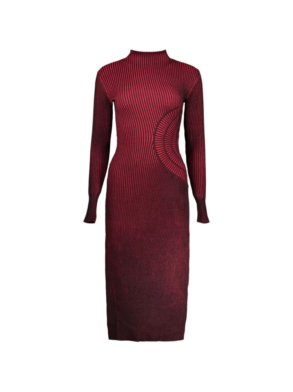 Ribbed-Knit Graphic-Print Midi Dress