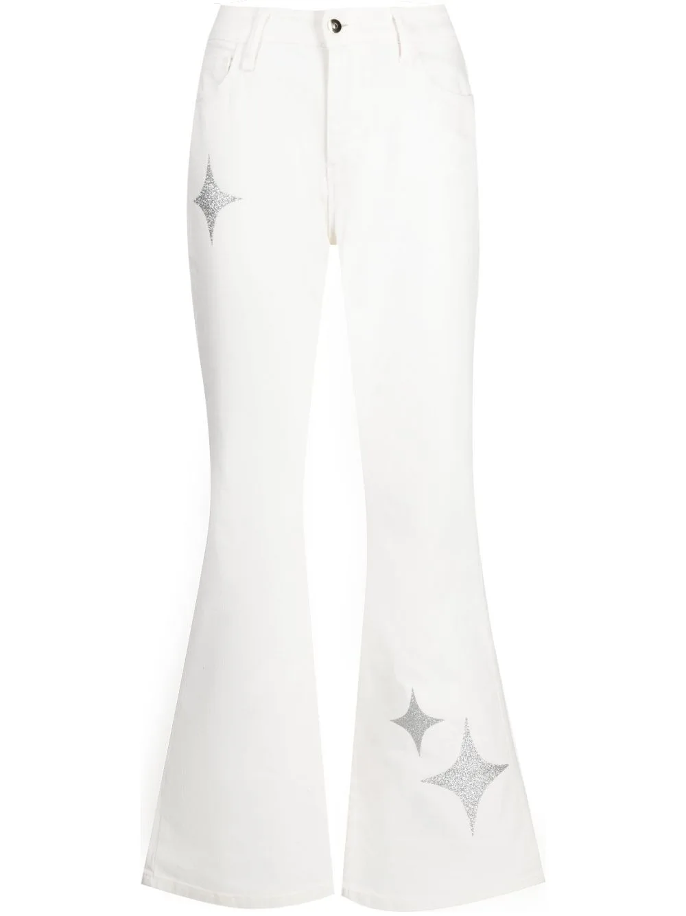 Star-Print High-Rise Flared Jeans by Madison Maison