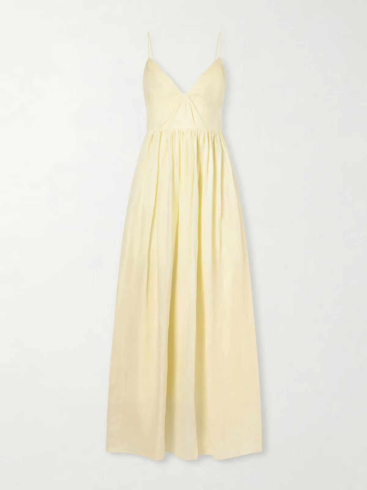 - Vacation Gathered Ramie Midi Dress -