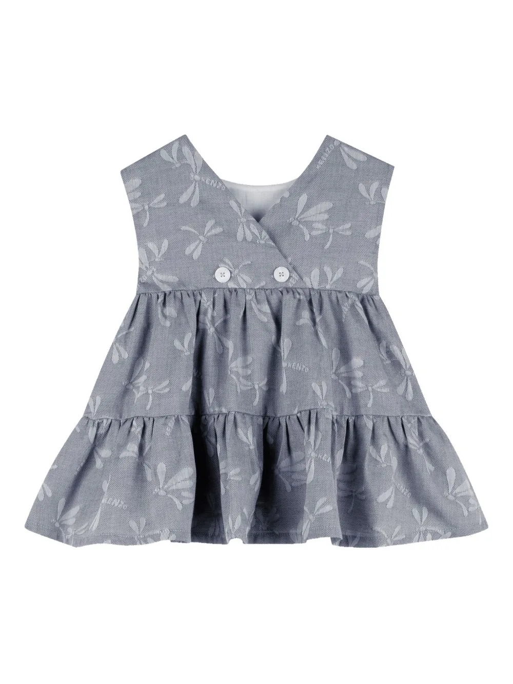 Dragonfly-Jacquard Tiered Dress by Kenzo Kids