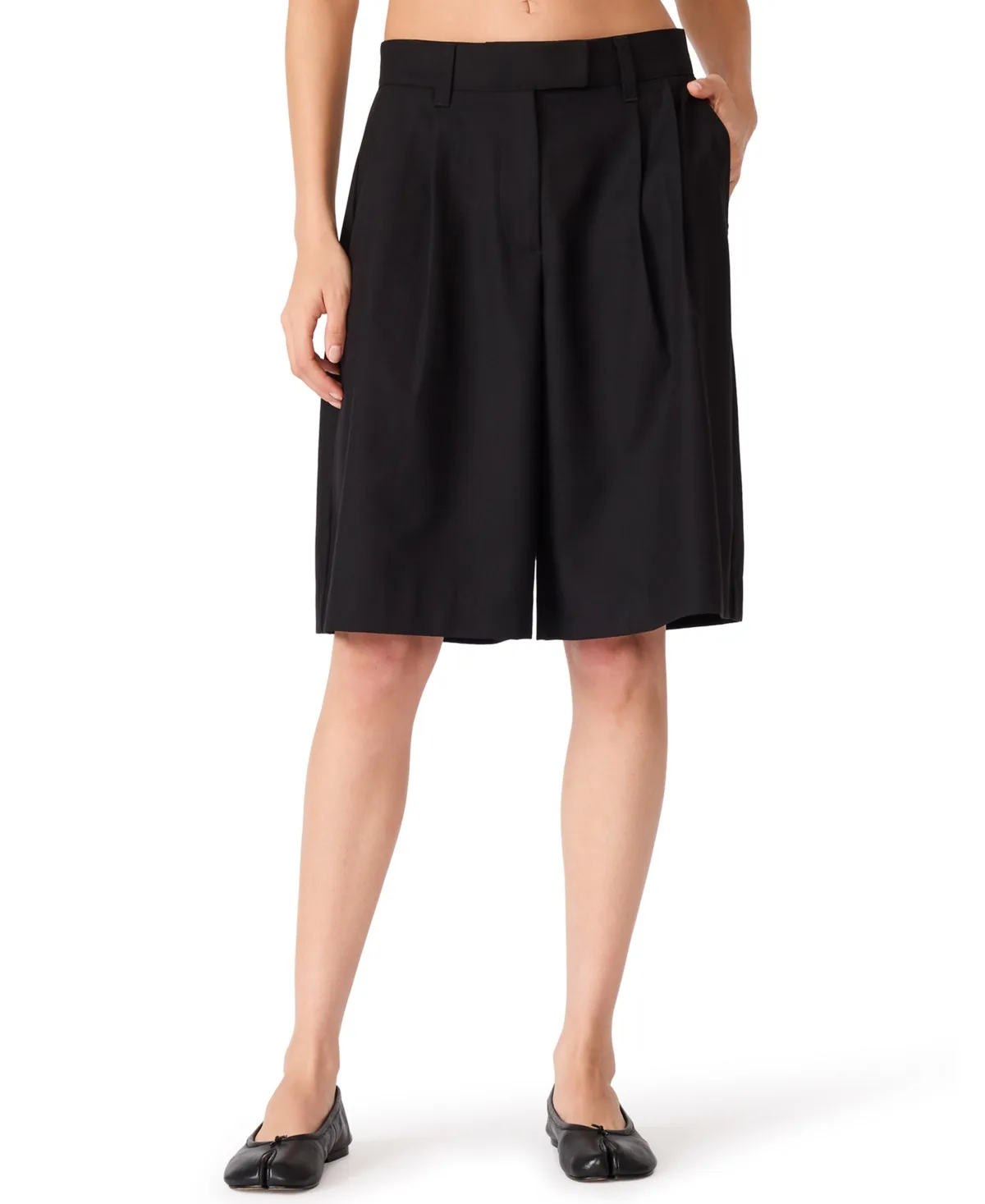 Mickey Baggy Pleated Bermuda Shorts, 11.5" Inseam by Steve Madden