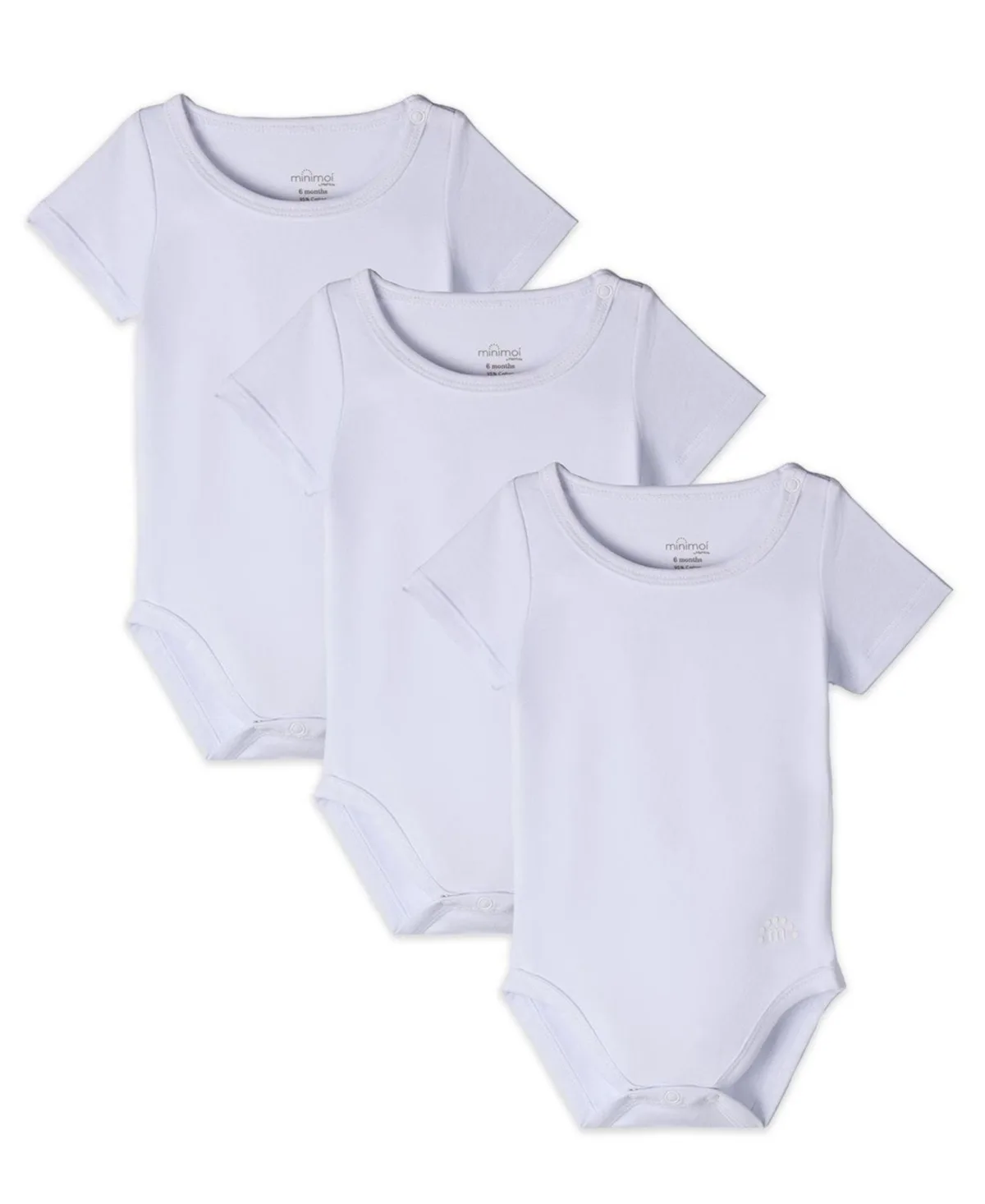 3 Pack Cotton Rich Solid Short Sleeve Bodysuits by Memoi