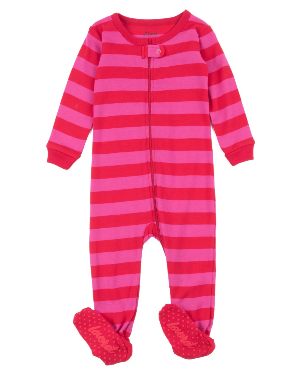 Footed Cotton Striped Holiday Pajamas by Leveret