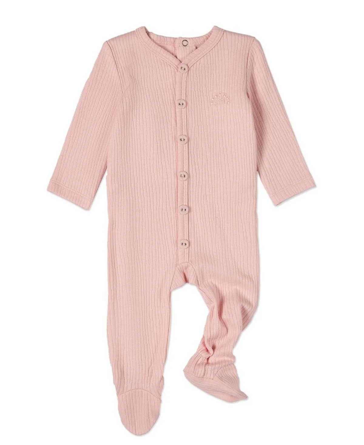 Solid Color Ribbed Cotton Blend Button-Down Footie by Memoi