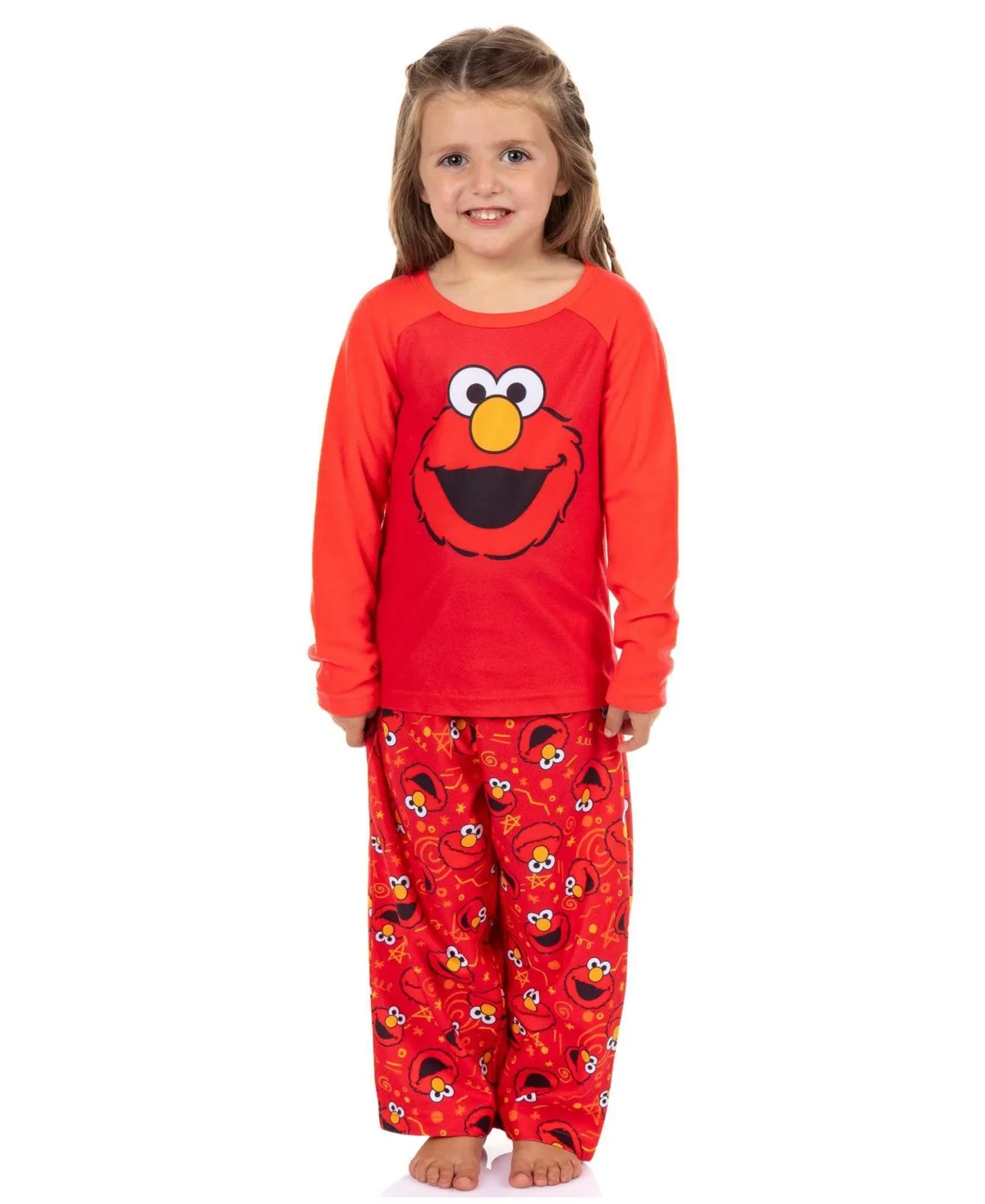 Elmo Character 2-Piece Long-Sleeve Sleep Shirt Pajama Pant Set Lounge by Sesame Street