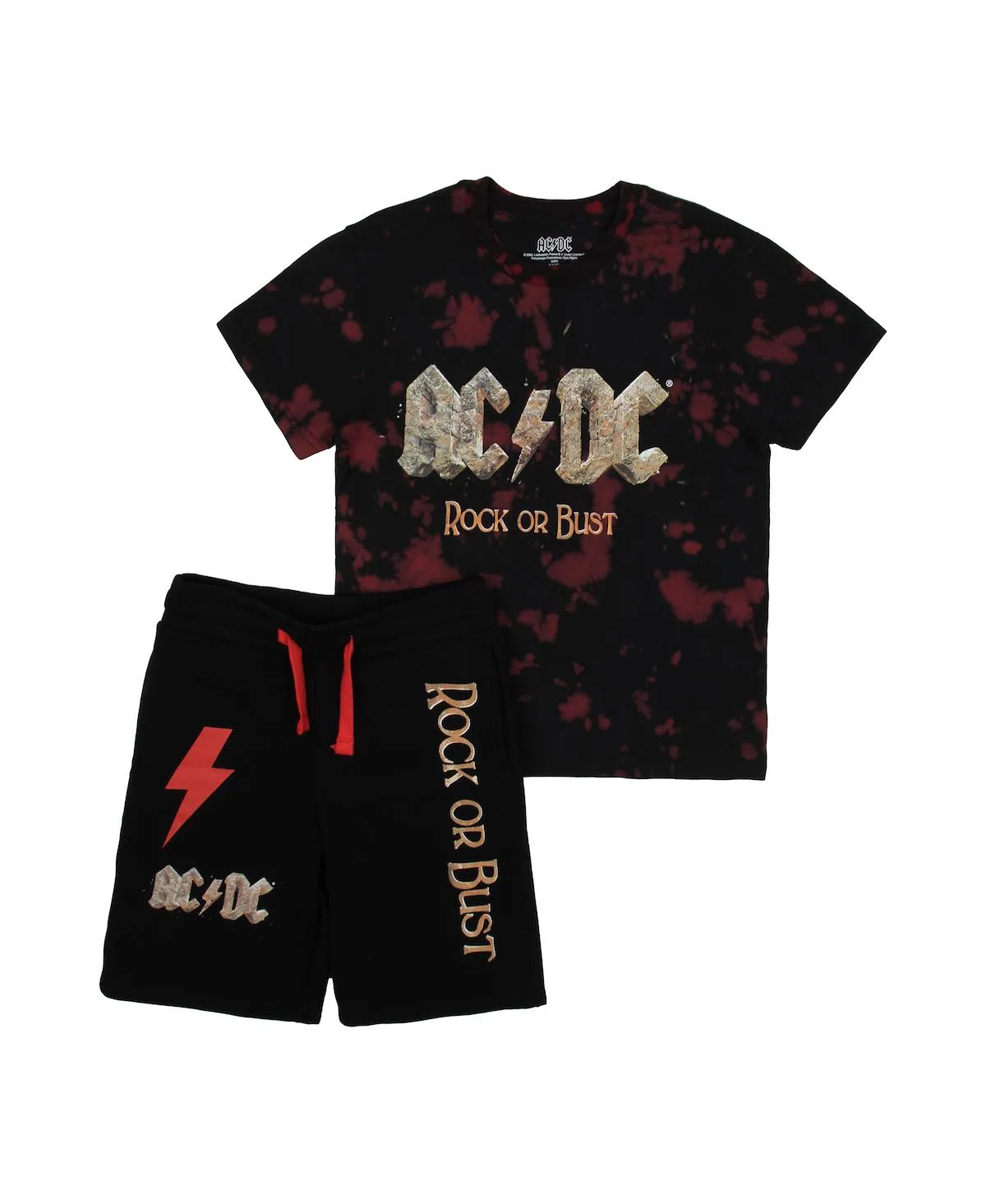 Acdc Rock or Bust Short Sleeve T-Shirt & Lounge Shorts Combo Set by Ac/dc