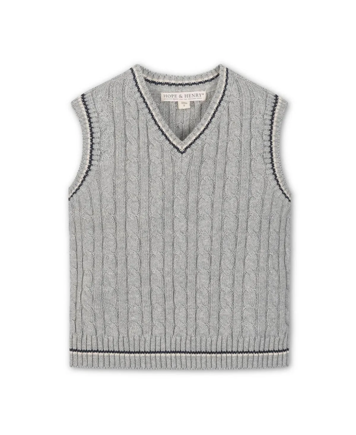Organic V-Neck Cable Sweater Vest by Hope & Henry