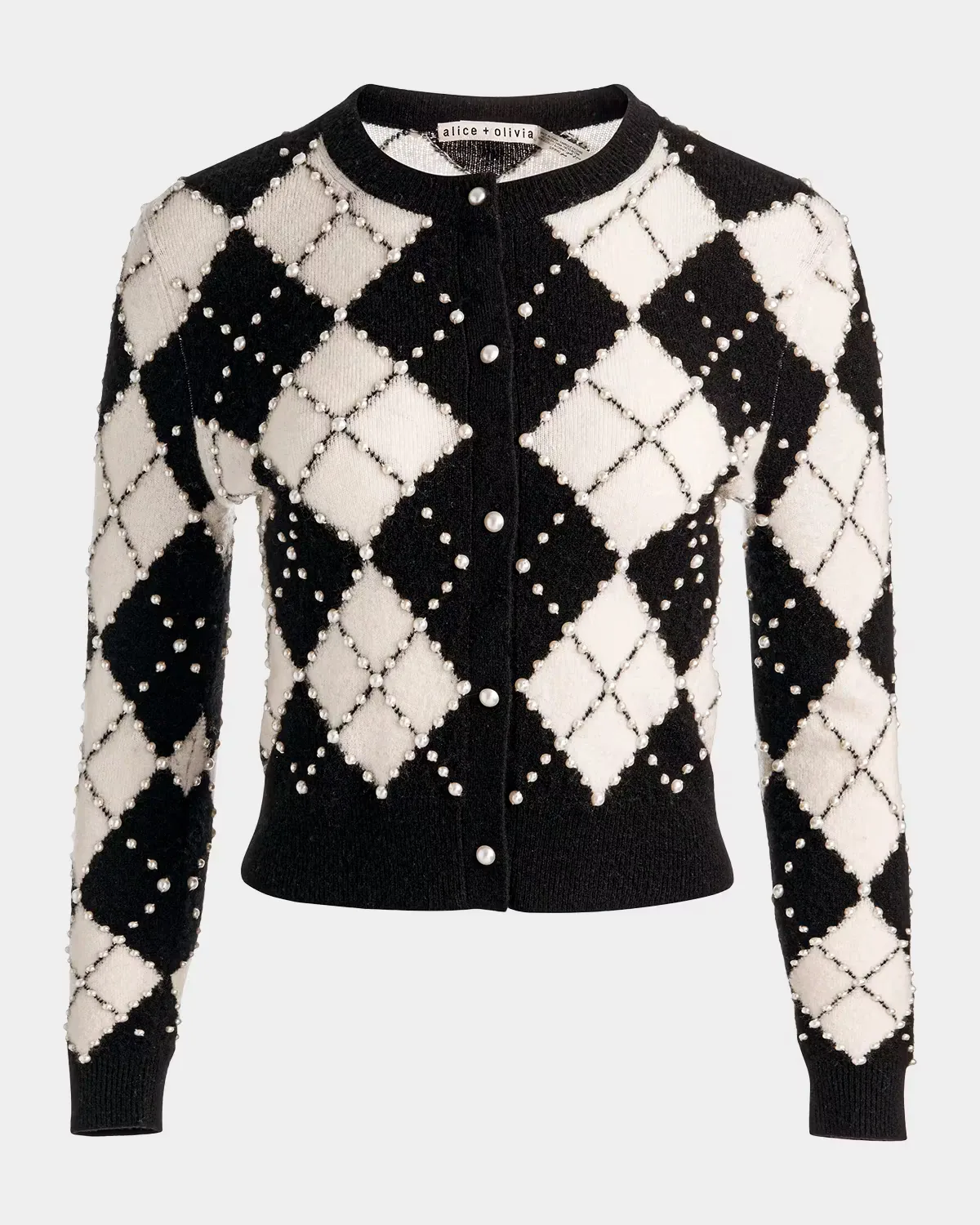 Carolee Embellished Argyle Cardigan by Alice + Olivia