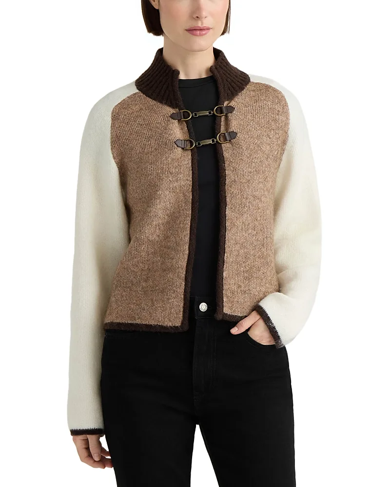 Snaffle Buckle Mock Neck Cardigan by Hunter