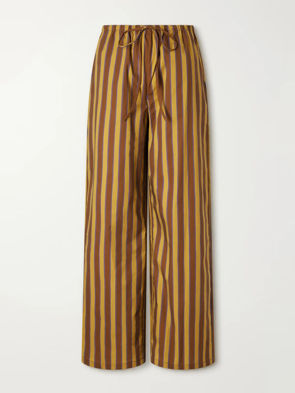 Mateo Striped Stretch Cotton-Gabardine Mid-Rise Wide-Leg Pants by STAUD