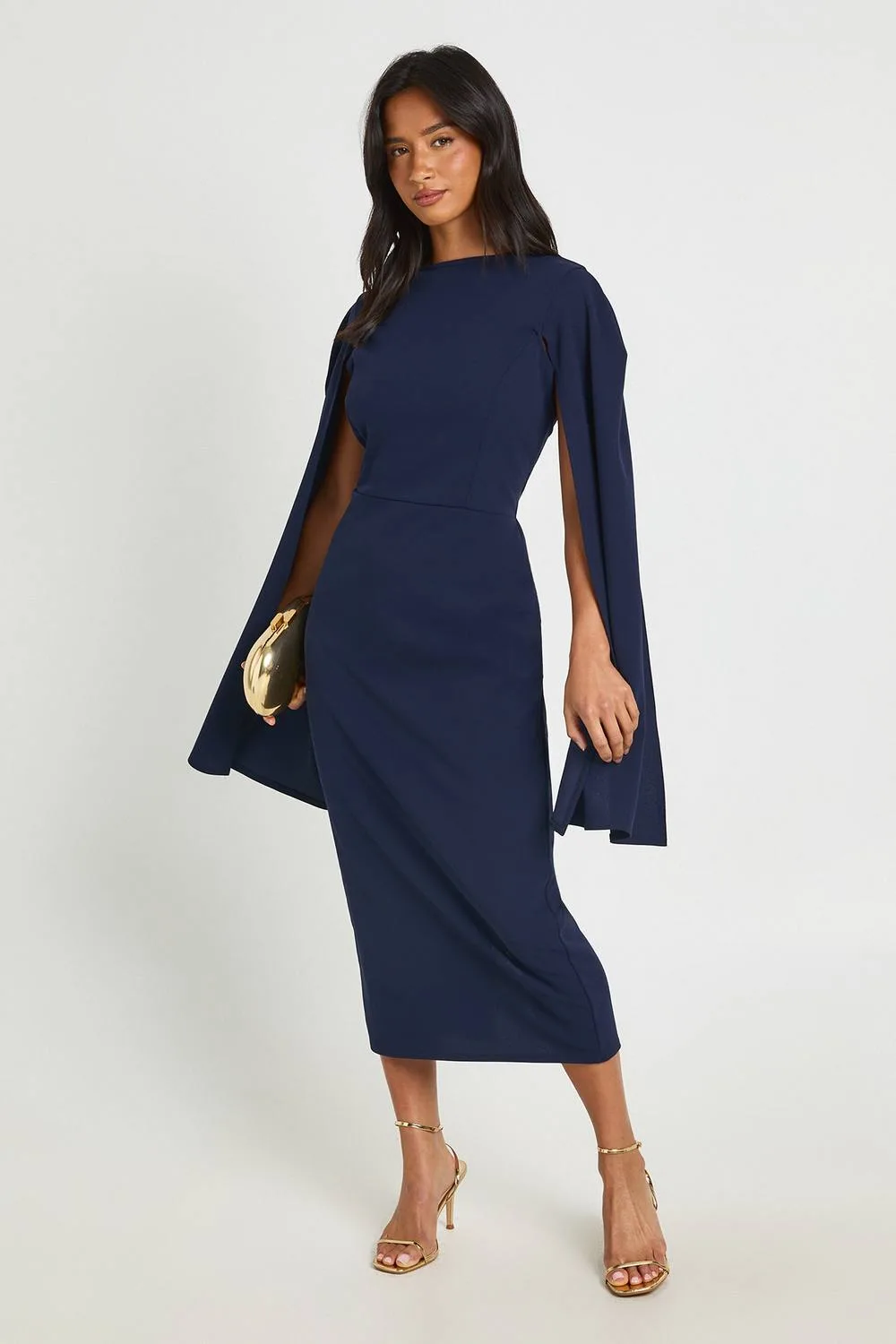 Cape Sleeve Midi Bodycon Dress by boohoo