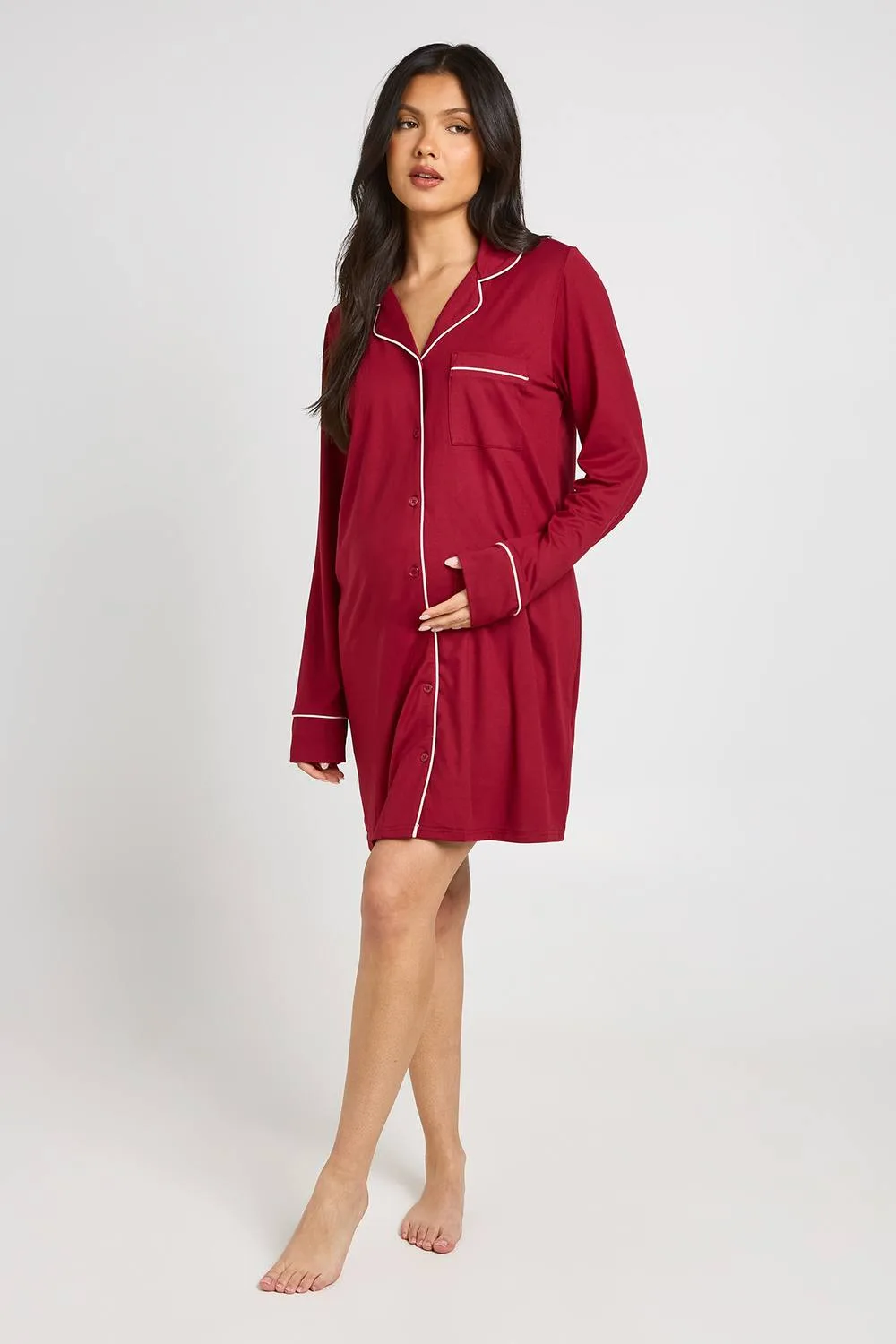 Maternity Piping Detail Nightie by boohoo
