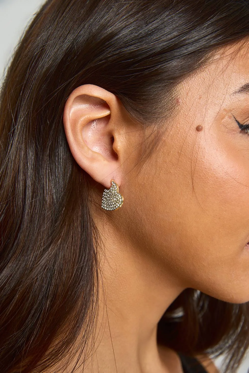 Diamante Heart Earrings by boohoo