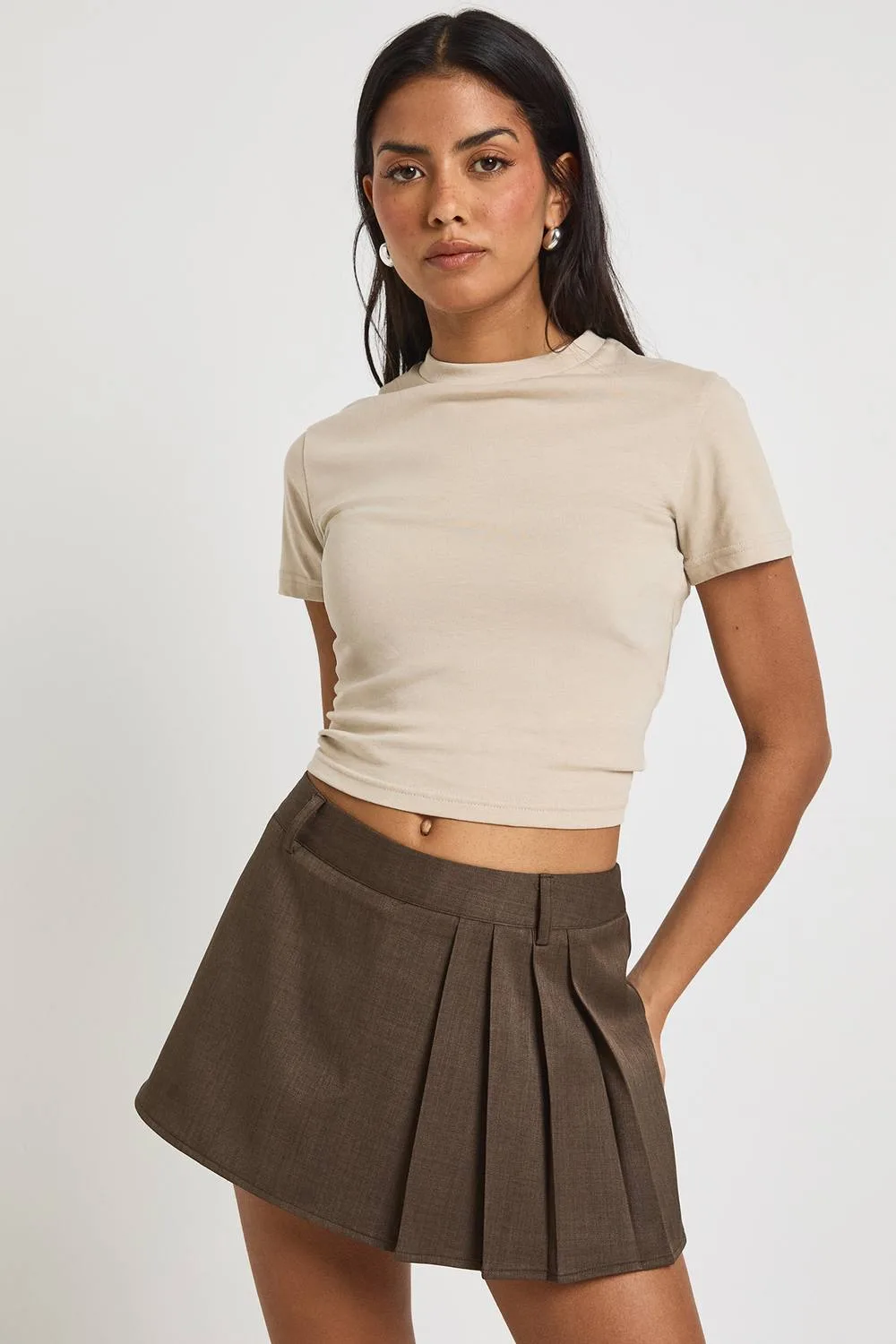 Pleated Side Skort by boohoo