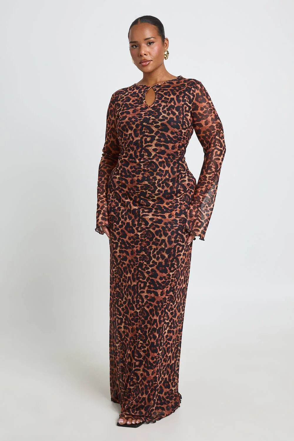 Leopard Mesh Keyhole Maxi Dress by boohoo