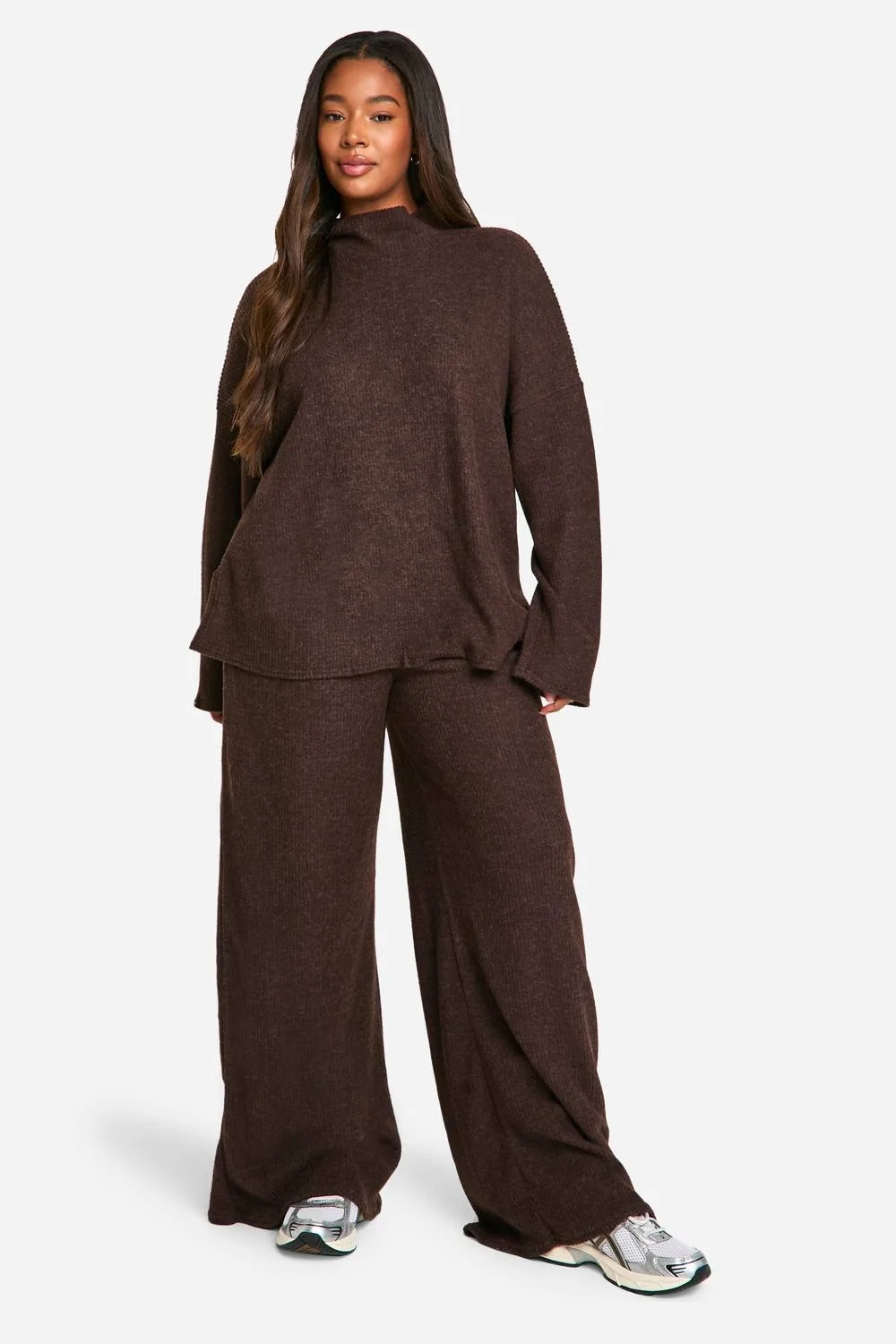 Soft Rib Slouchy Jumper & Wide Leg Trouser
