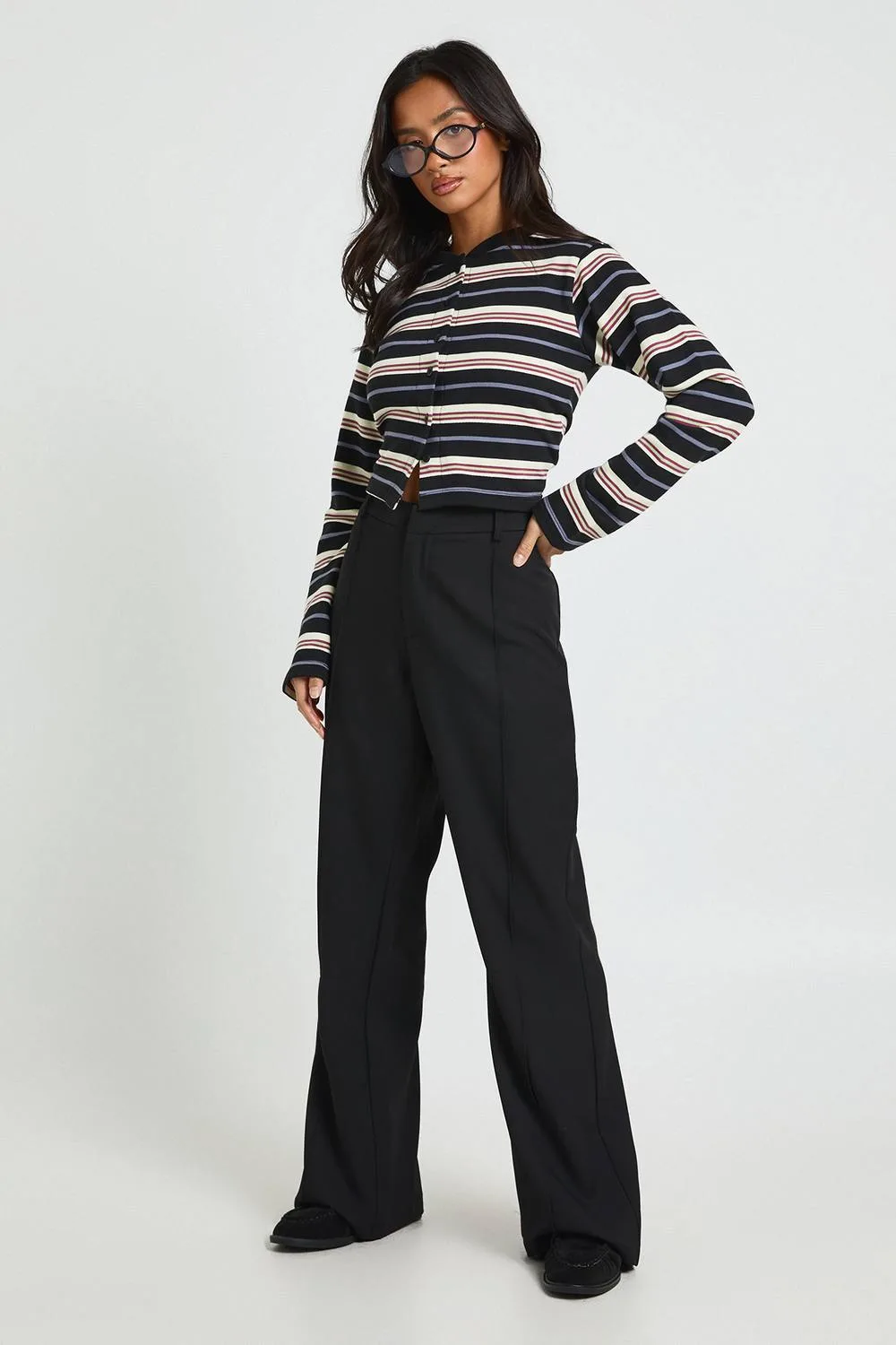 Basics Tailored Flare Trouser by boohoo