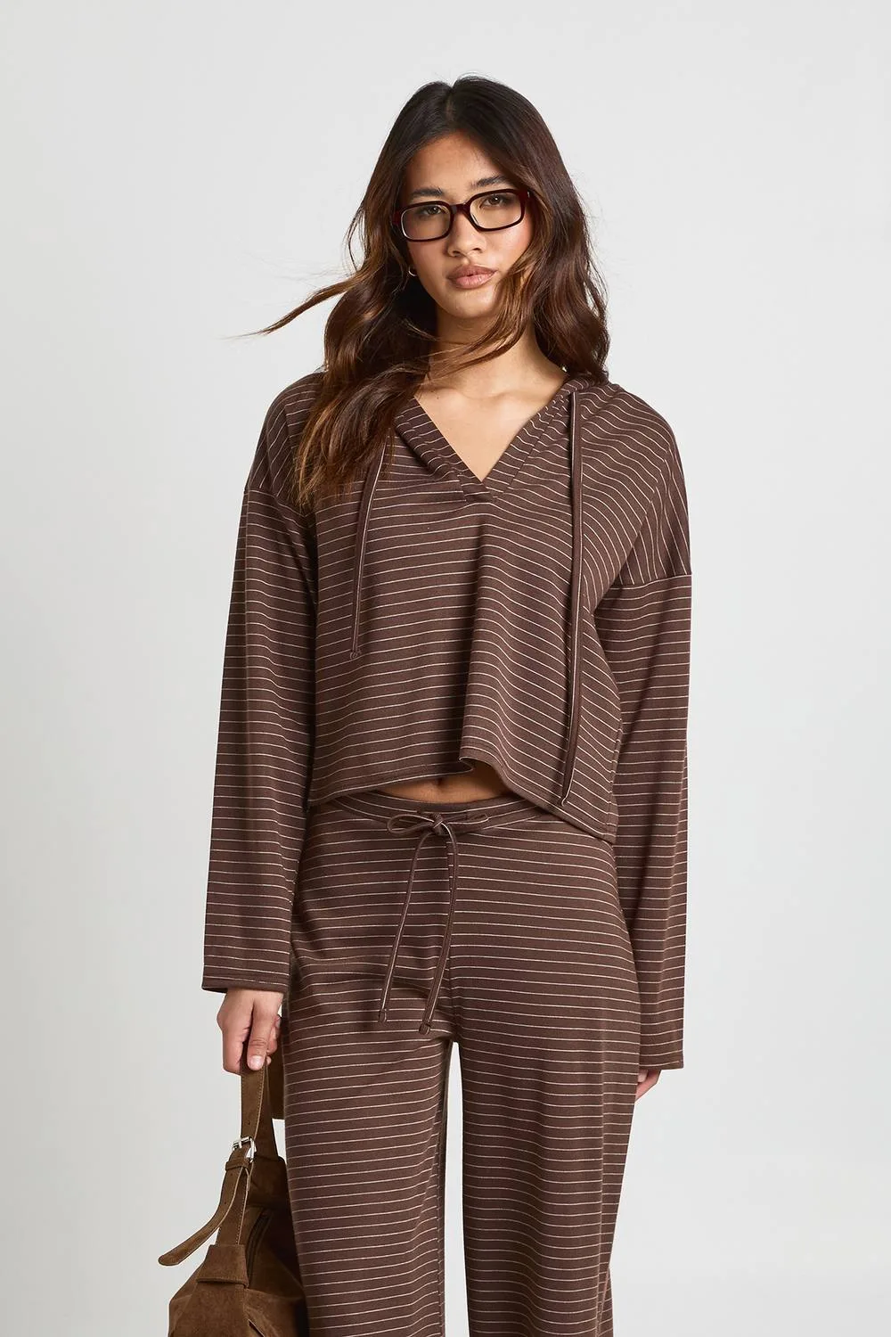 Stripe Loose Fit Top with Hood by boohoo