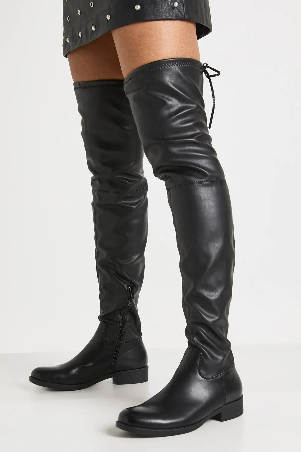 Pu Over the Knee Stretch Boots by boohoo