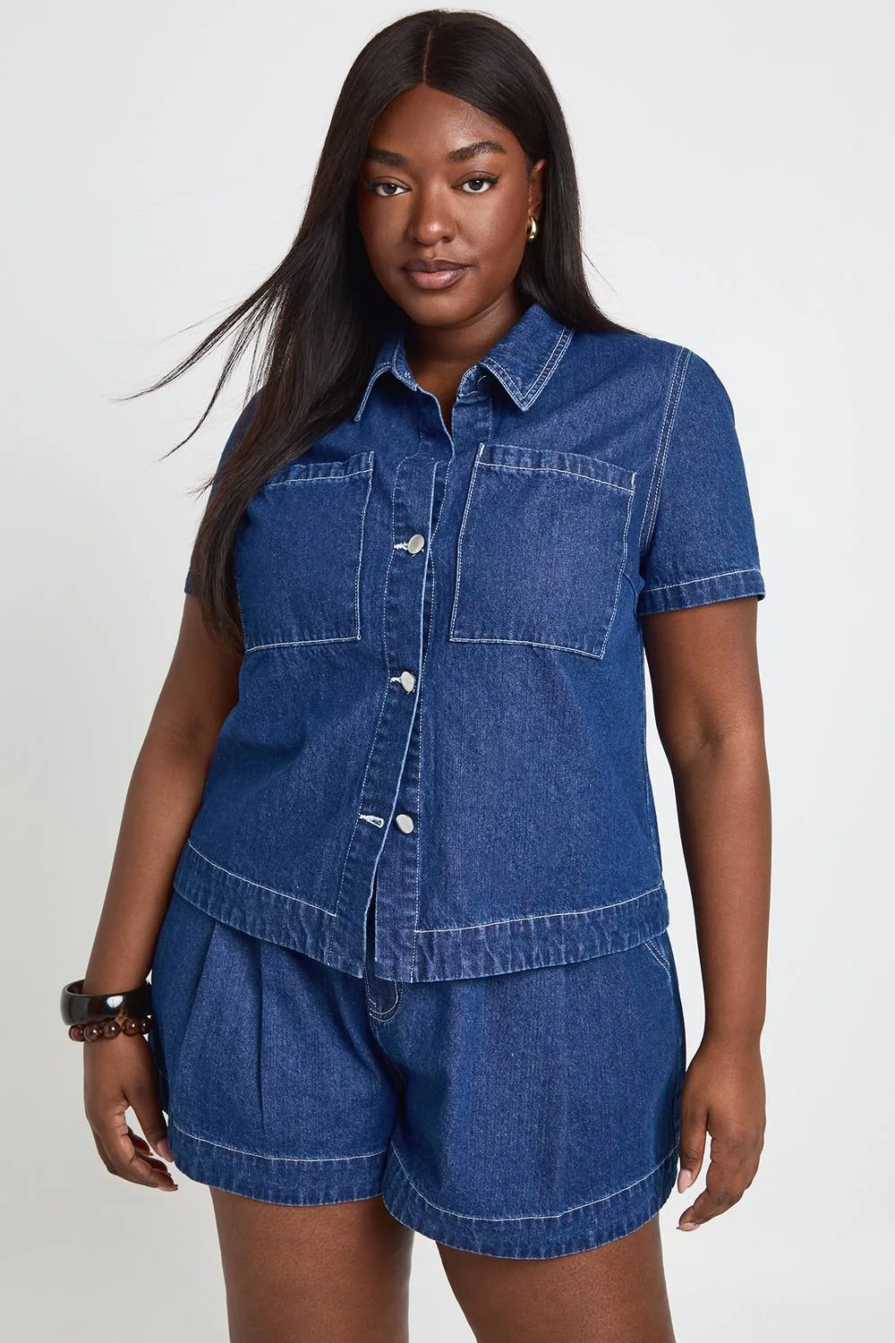 Button Down Pocket Denim Shirt by boohoo