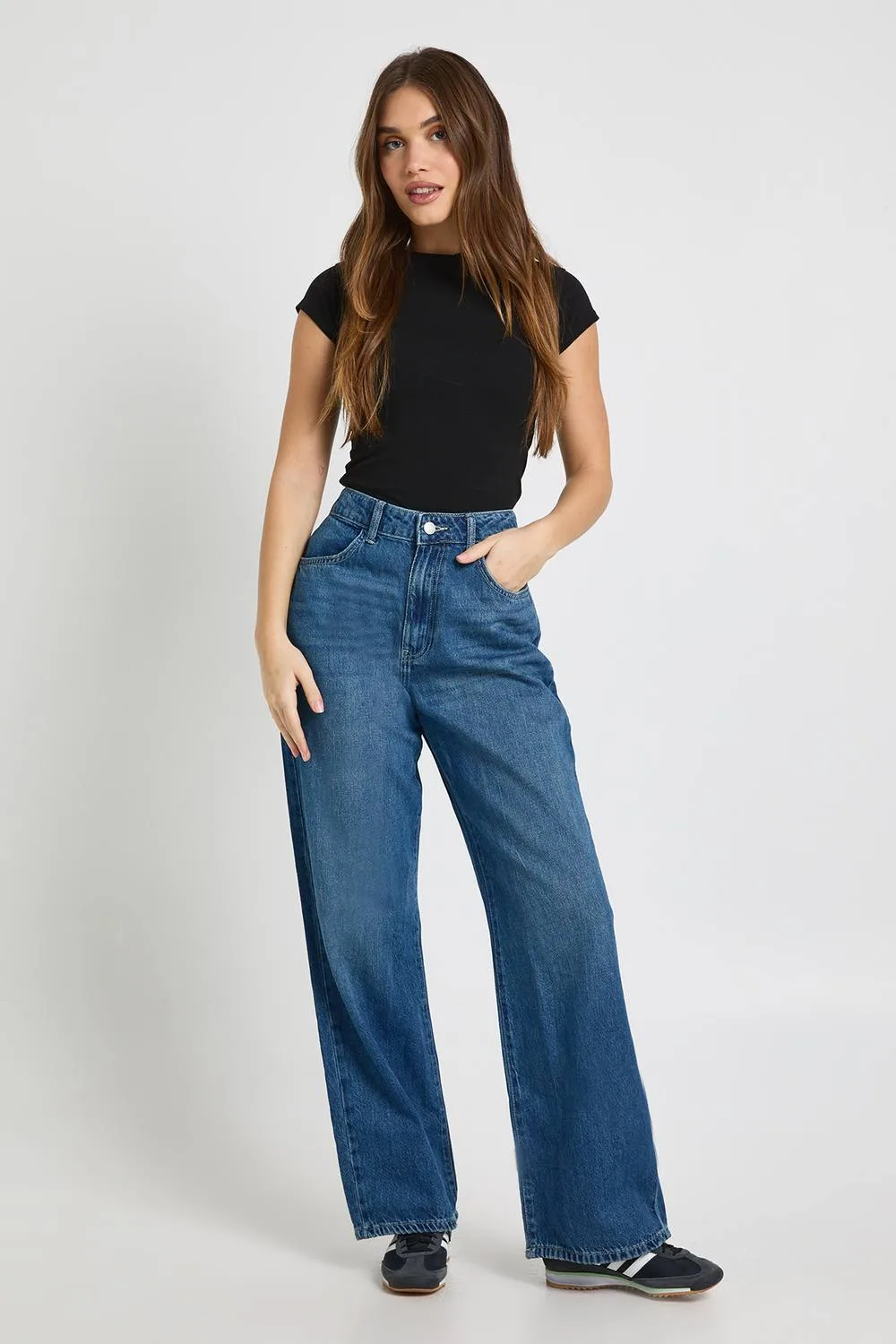 Basics High Waist Straight Leg Jean by boohoo