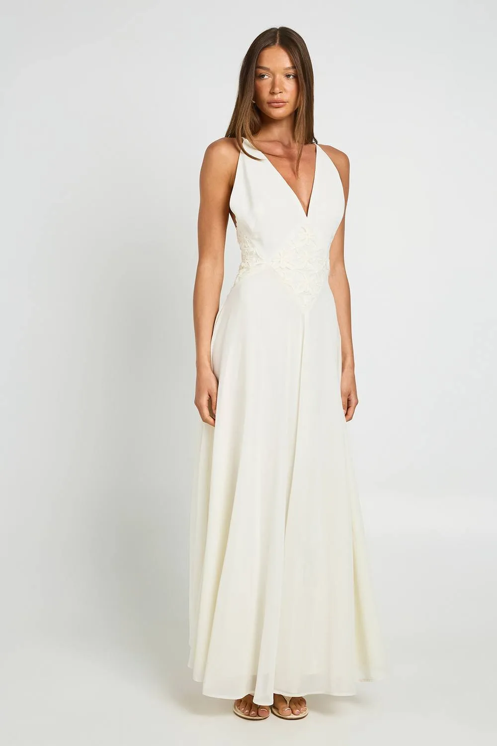Chiffon Applique Detail Floaty Maxi Dress