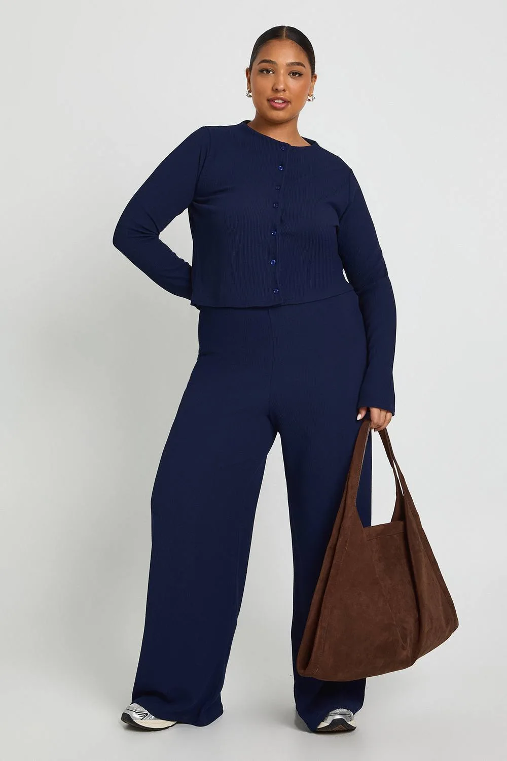 Crinkle Cardigan & Wide Leg Trouser Co-Ord by boohoo