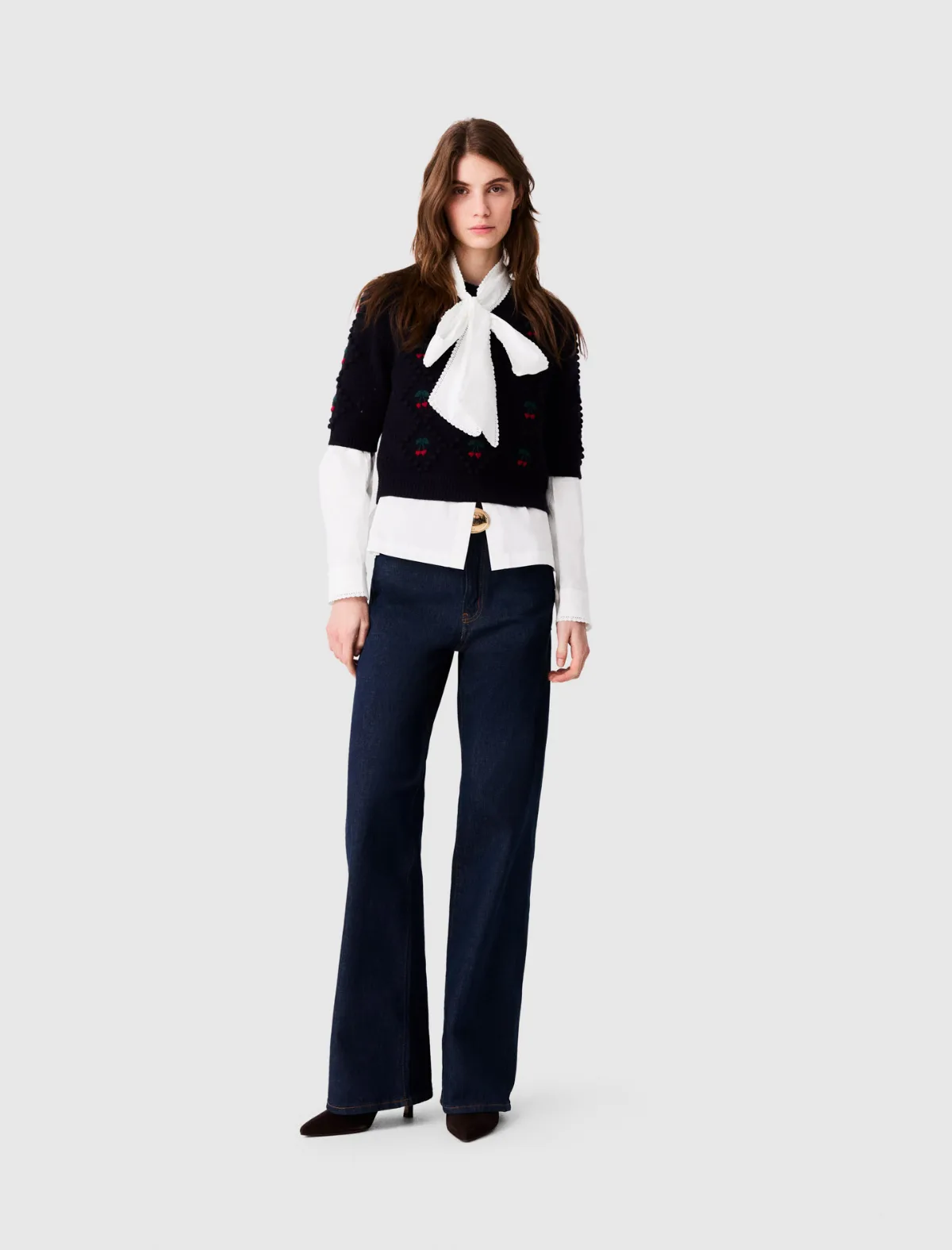 Sweater with Embroidered Cherries by Maje