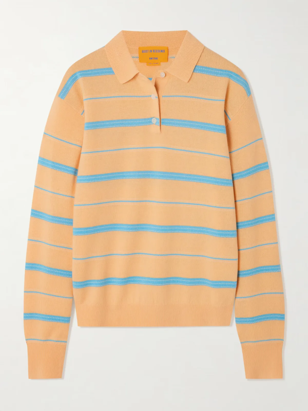 - Collegiate Striped Cashmere Polo Sweater -