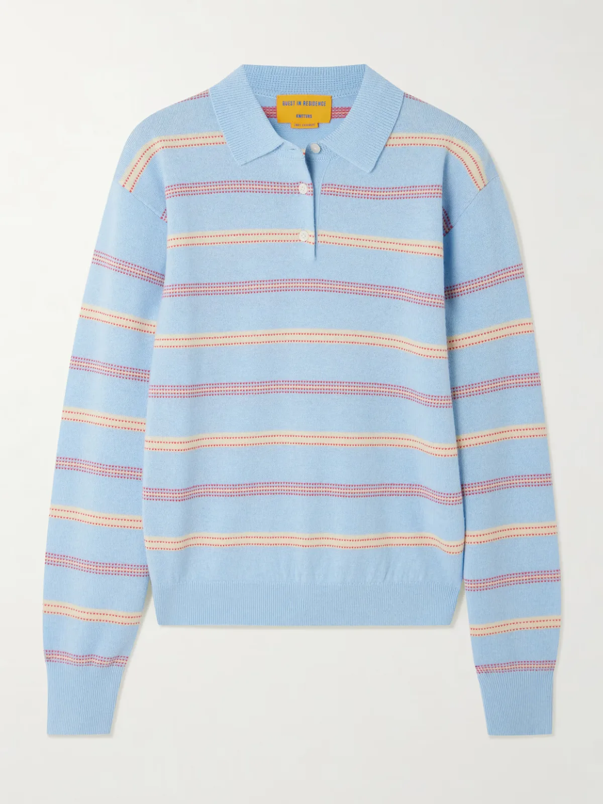 - Collegiate Striped Cashmere Polo Sweater -