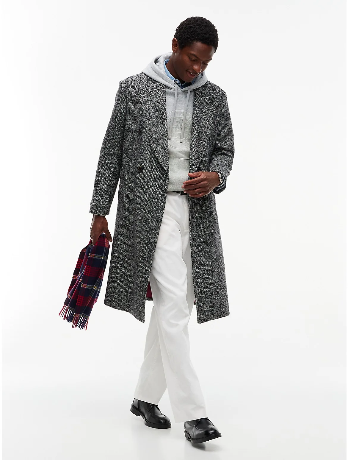 New York Label Donegal Wool-Blend Coat by Tommy Hilfiger