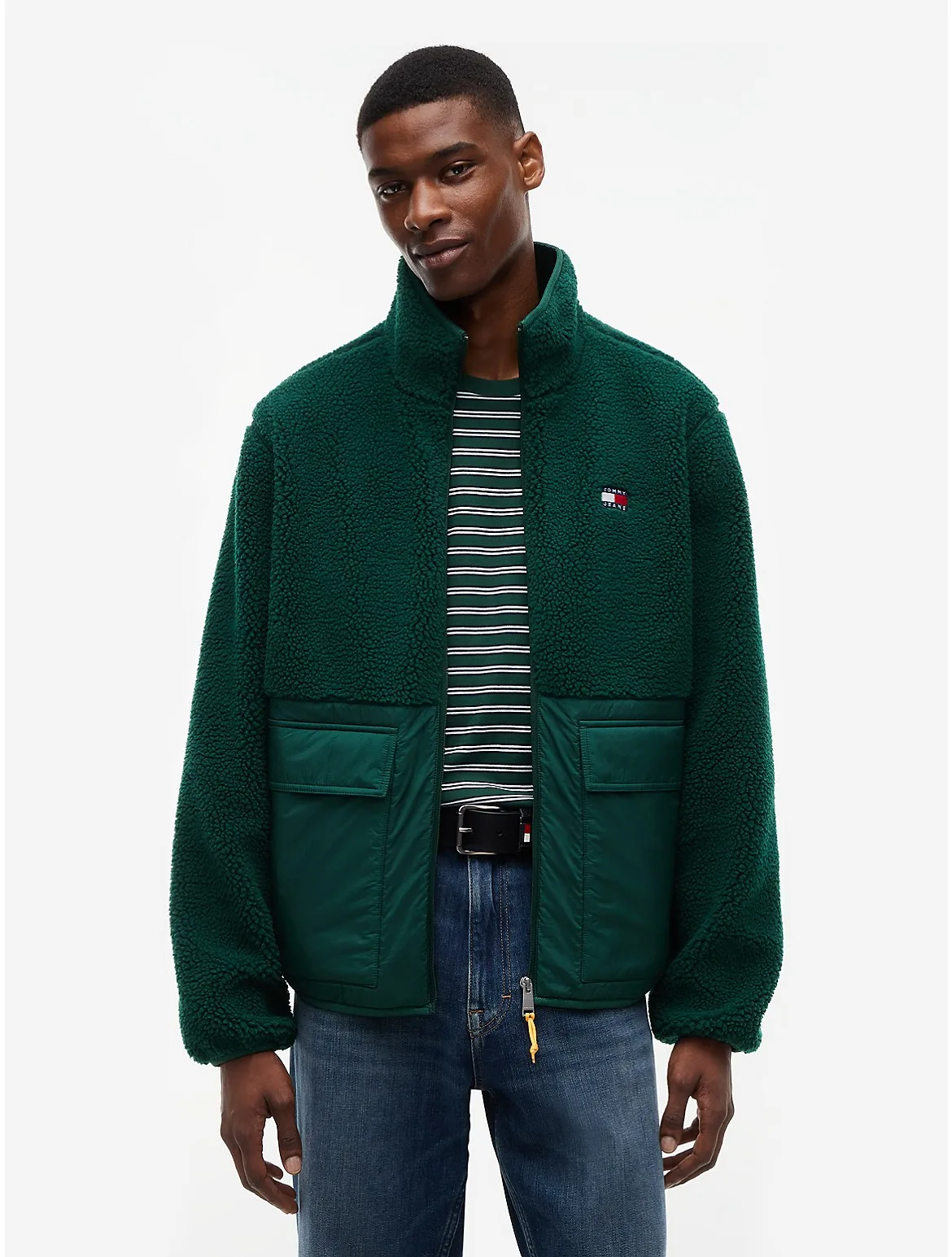 Tommy Jeans Mixed-Media Teddy Jacket by Tommy Hilfiger