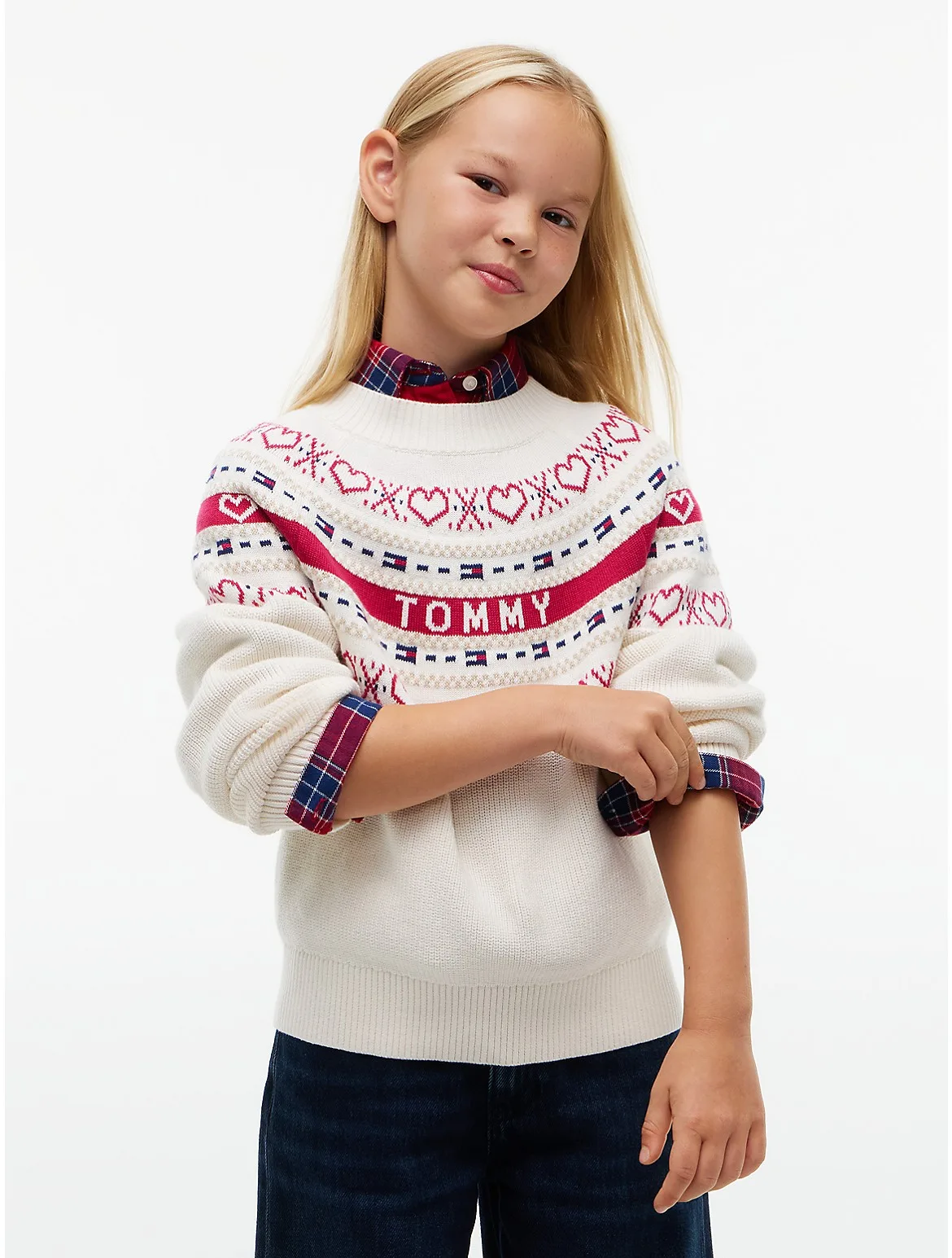 Intarsia Heart & Flag Logo Sweater by Tommy Hilfiger