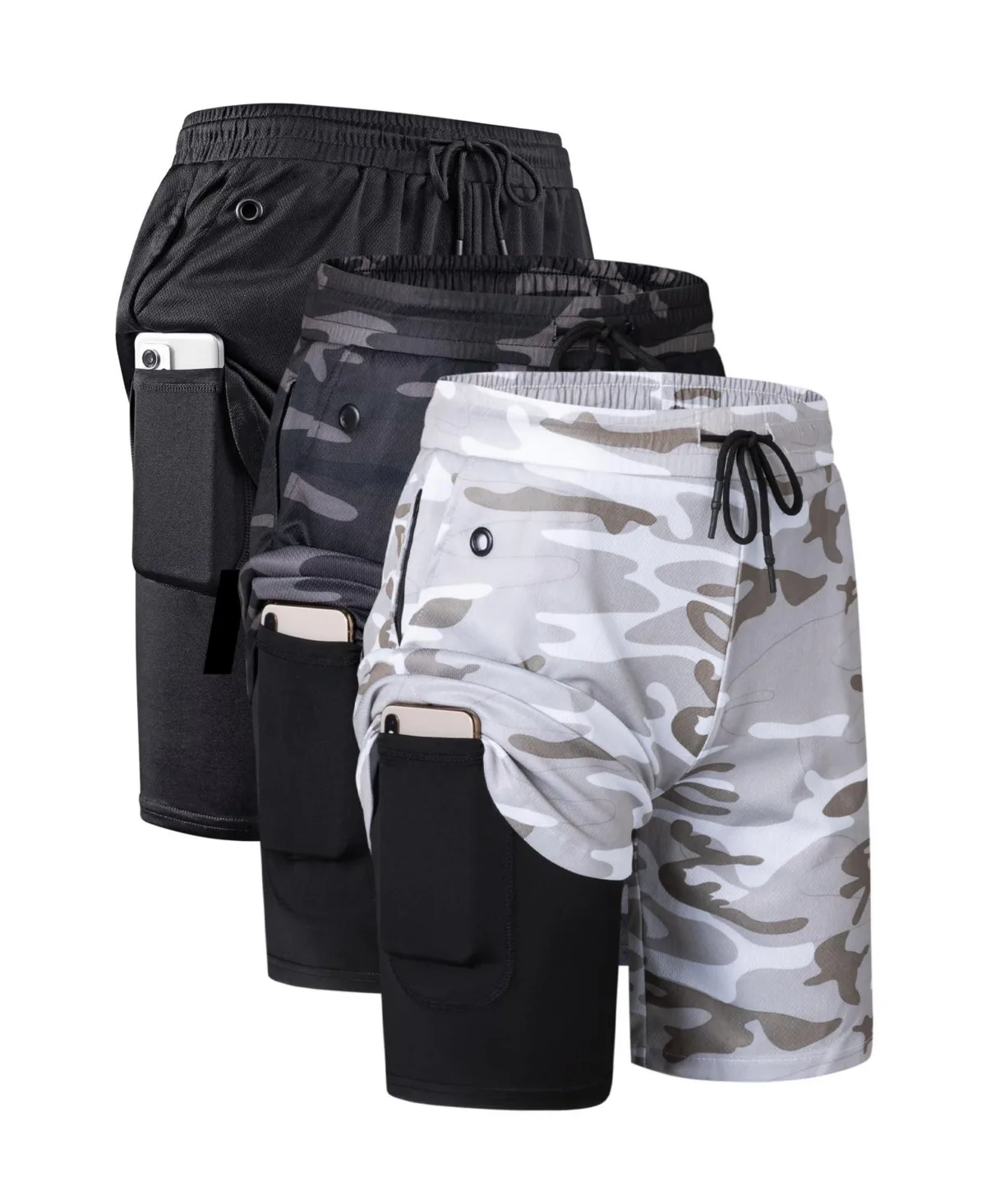 2 in 1 Quick Dry Running Shorts Athletic Workout with Pockets by Peneyon