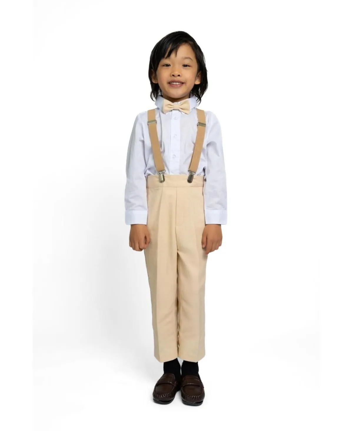 Barn Safari Linen 4-Piece Shirt, Bowtie, Suspenders and Pants Set by Peanut Butter Collection