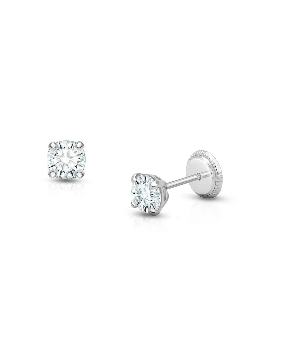 14K Gold 4mm Round Cut Studs Screw Back Earrings by Tiny Blessings