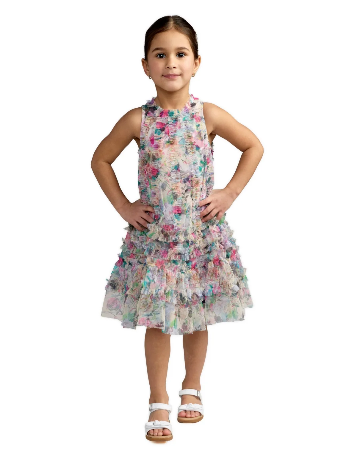 Mesh Floral Print A-Line Dress by Mac Duggal