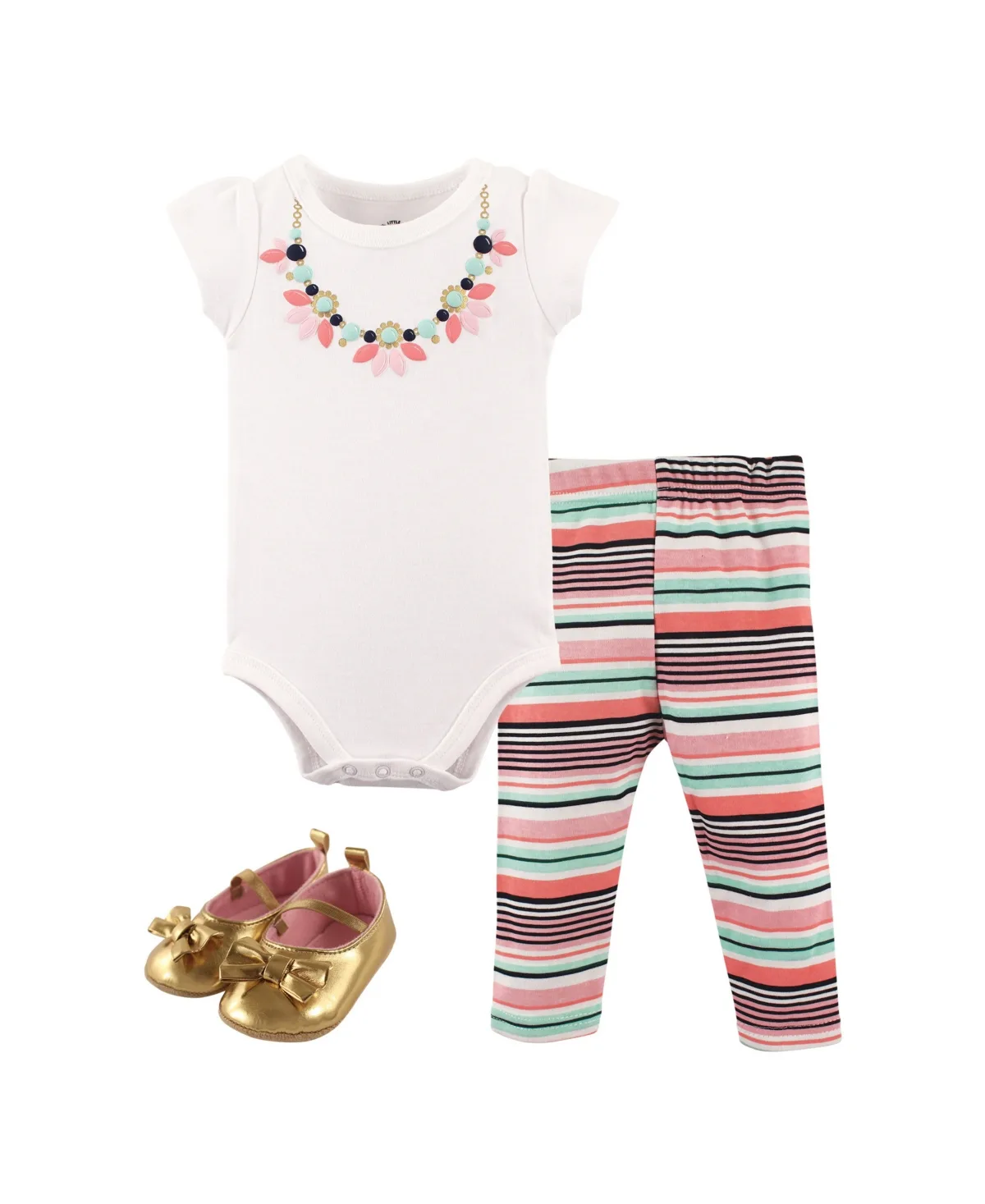 Little Treasure Cotton Outfit Set Bodysuit, Pants, and Matching Shoes by Hudson Baby