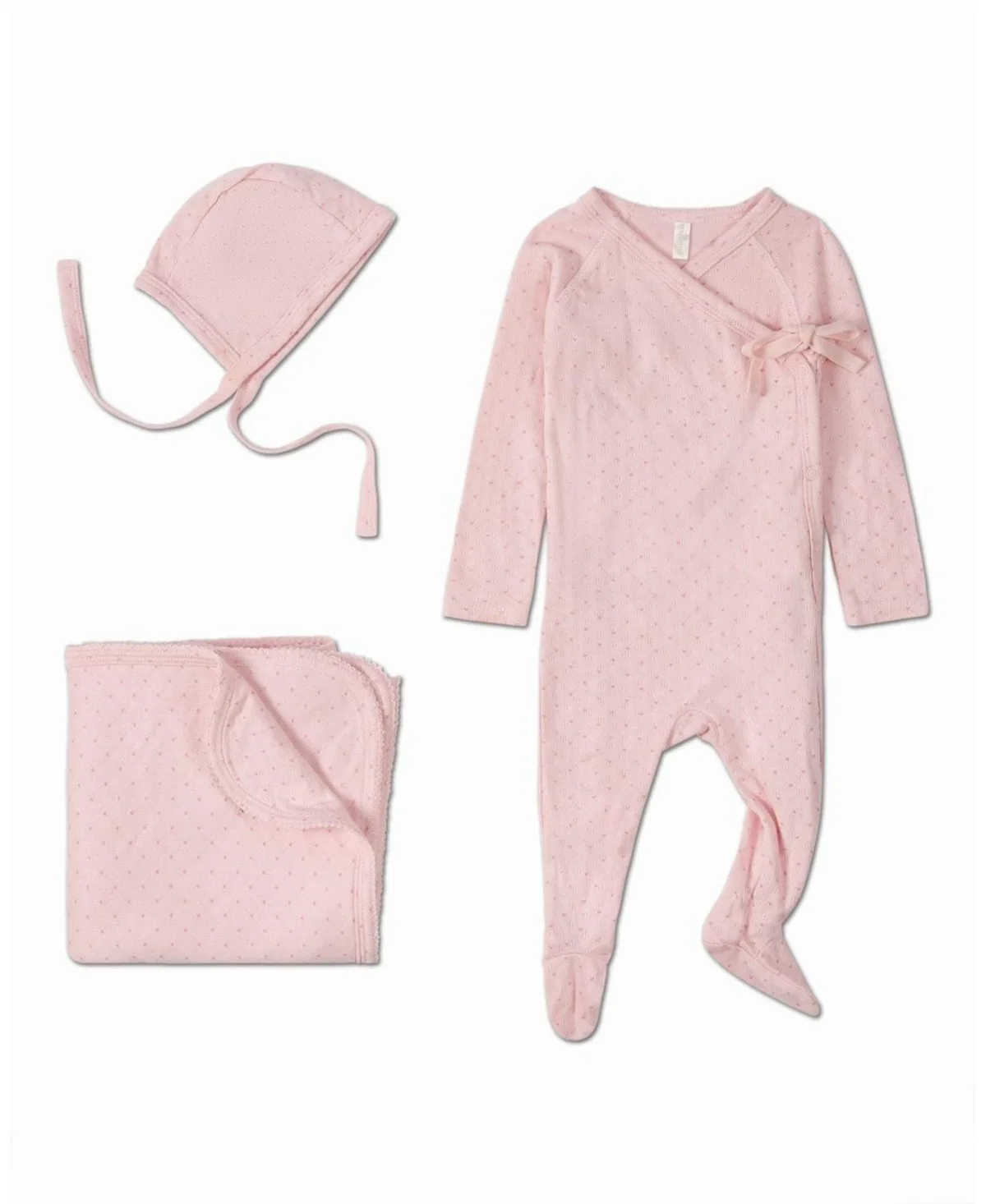 3 Piece Little Hearts Pointelle Footie Set by Memoi
