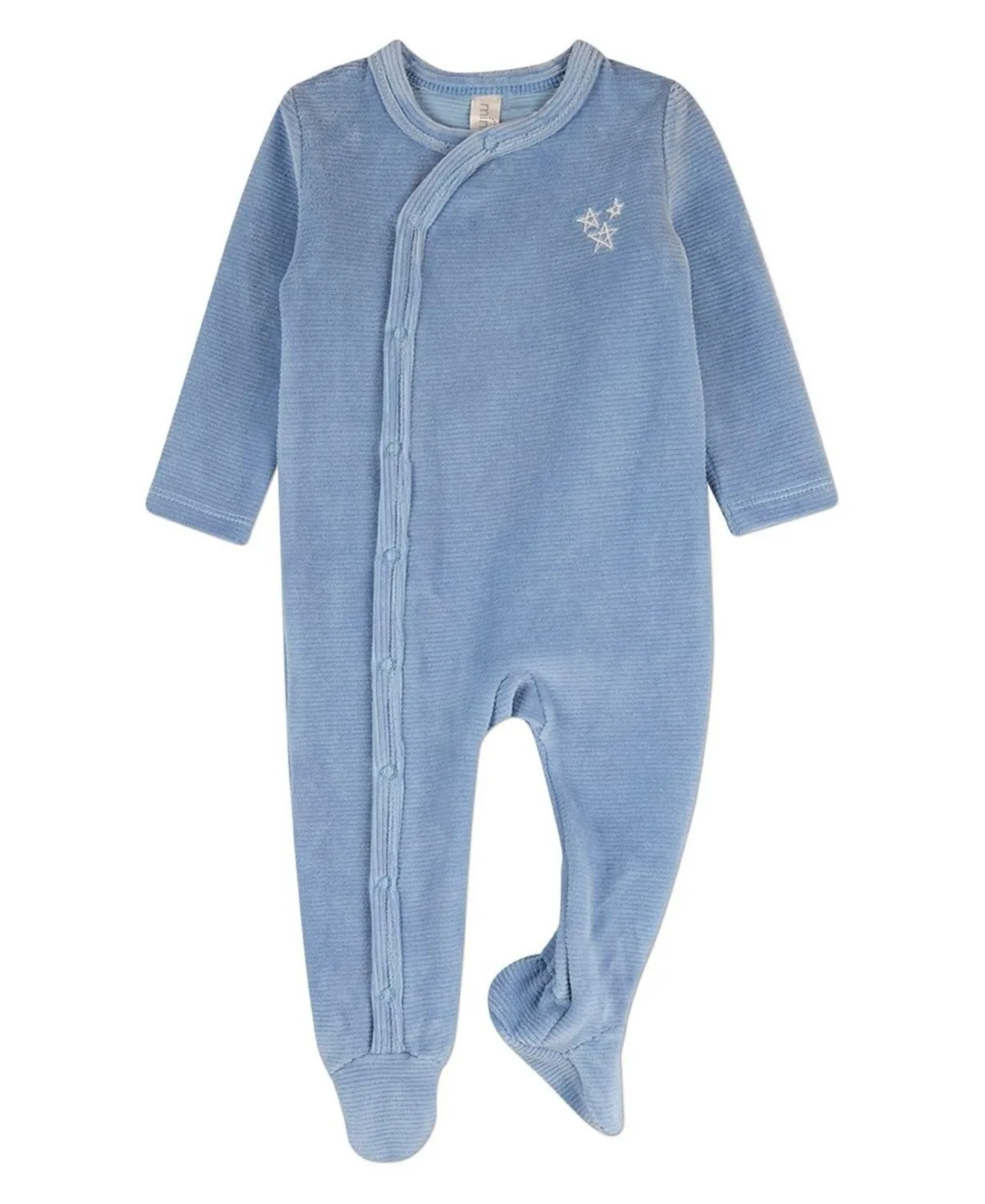 Star Cluster Cotton-Rich Mini-Ribbed Velour Footie by Memoi
