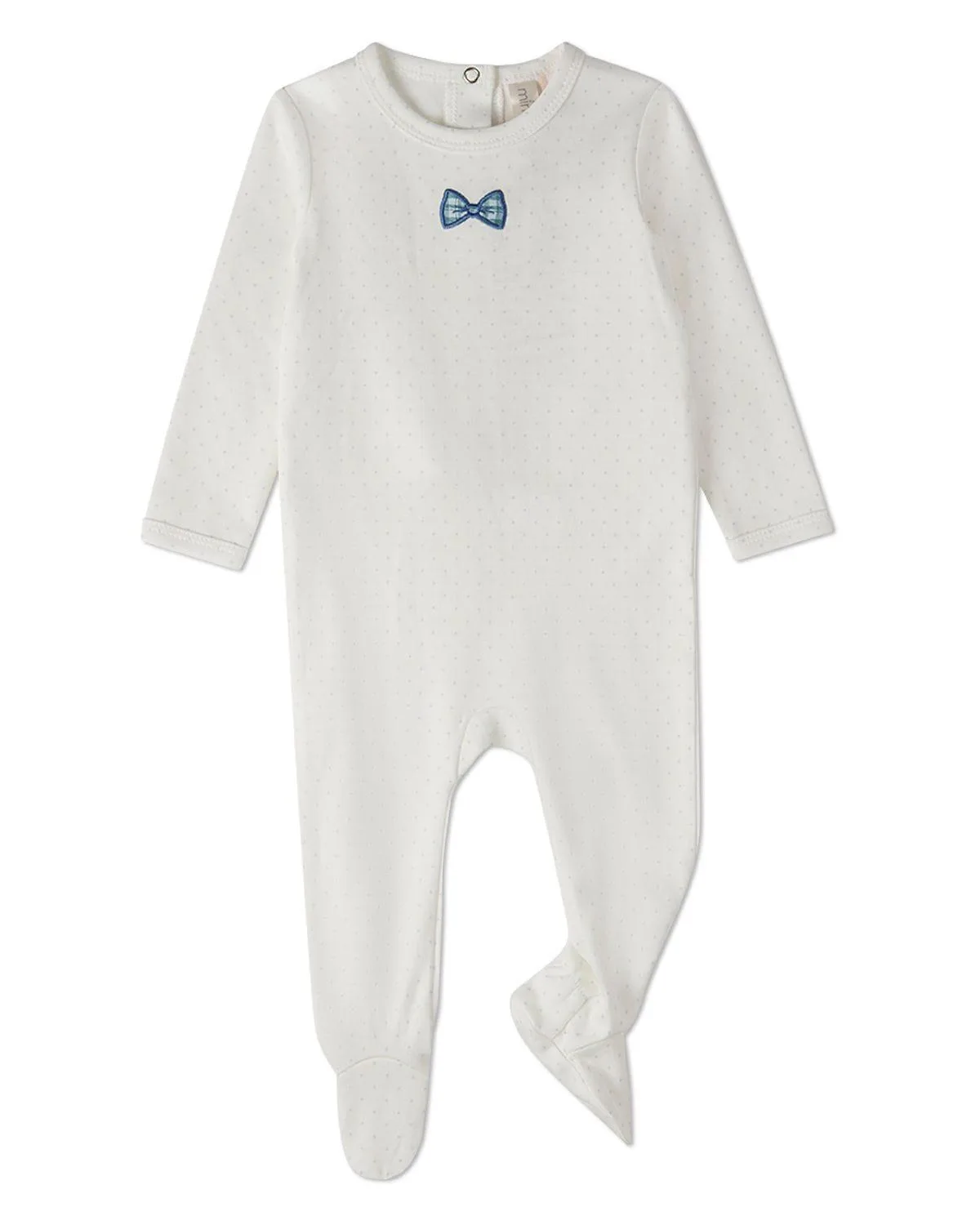 Put a Bow on It 100% Cotton Polka-Dot Embroidered Footie by Memoi
